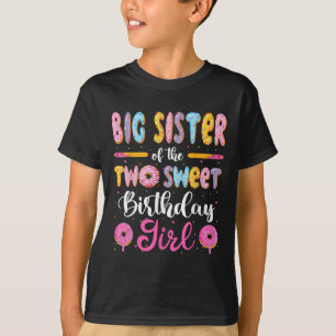 Camiseta Irmã Mais Velha Dos Dois Doces Donuts De Aniversár