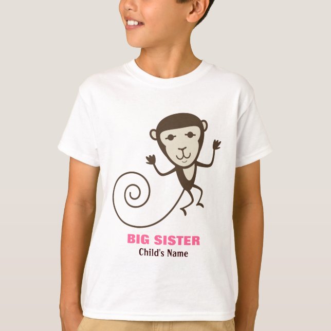 Camiseta Irmã mais velha lunática do macaco (Frente)