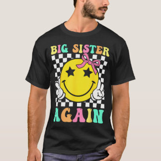 Camiseta Irmã Mais Velha Novamente Retro Groovy Meninas Irm