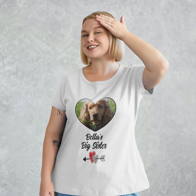 Camiseta Irmã mais velha personalizada de fotos de cães (Criador carregado)