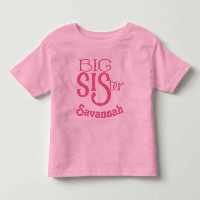 Camiseta Irmã Mais Velha Rosa Framboesa Escura Personalizad (Frente)