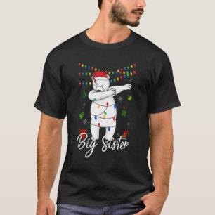 Camiseta Irmã Mais Velha Urso Dabbing Luzes Papai Noel Famí