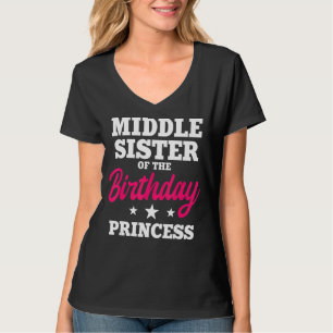 Camiseta Irmã Média do aniversário da festa da Princesa