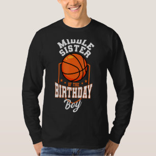 Camiseta Irmã Média Do Tema De Basquete De Garoto De Aniver