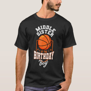 Camiseta Irmã Média Do Tema De Basquete De Garoto De Aniver