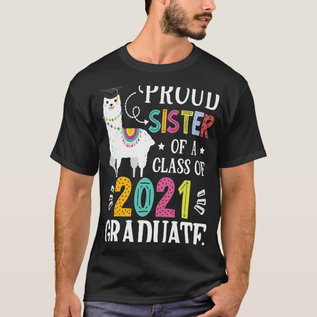 Camiseta Irmã Orgulhosa De Um Formando Llama 2021 (Frente)