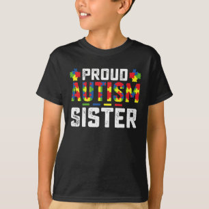 Camiseta Irmã Orgulhosa do Autismo Conscientização Família 