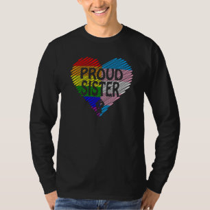 Camiseta Irmã Orgulhosa Lgbt Com Arco-Íris E Fla Transgêner
