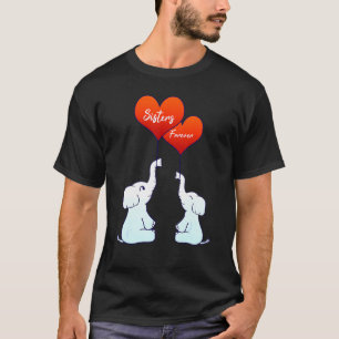 Camiseta Irmã para sempre Elefantes Heart Lov