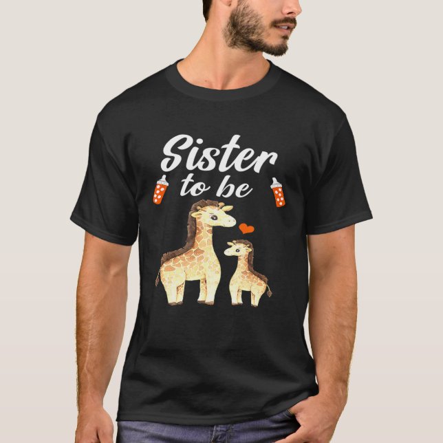Camiseta Irmã Para Ser Chá de fraldas De Girafa (Frente)