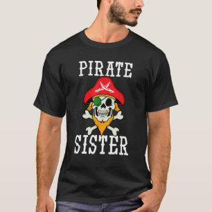 Camiseta Irmã Pirata Crossbones Skull Halloween Family Co