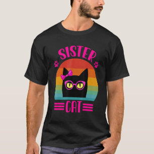 Camiseta Irmã Retro Gato Com Óculos Leopardo Rosa Gato 1