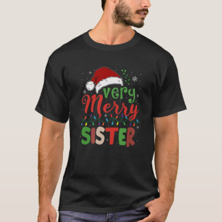 Camiseta Irmã Santa Hat, Feliz, Xmas, Família Luz Chri