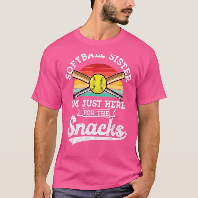 Camiseta Irmã Softball Estou aqui para o Retro dos Snacks (Frente)