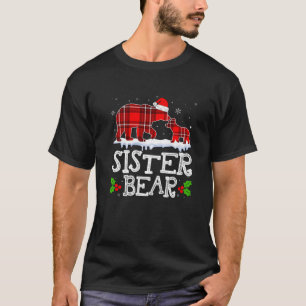 Camiseta Irmã Ursinha Xadrez Vermelha Família Pajama
