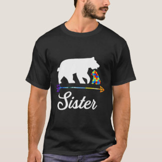 Camiseta Irmã Urso Autismo Consciência Orgulhosa Autismo Mã