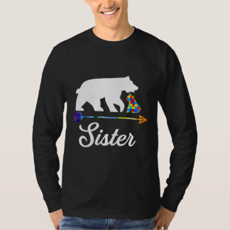 Camiseta Irmã Urso Autismo Consciência Orgulhosa Autismo Mã