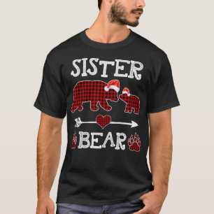 Camiseta Irmã Urso Natal Pajama Xadrez Vermelha Búfalo