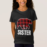 Irmã Urso Natal Pajama Xadrez Vermelha Búfalo