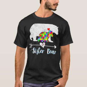 Camiseta Irmã Urso Suporta Adultos Autismo Awarene