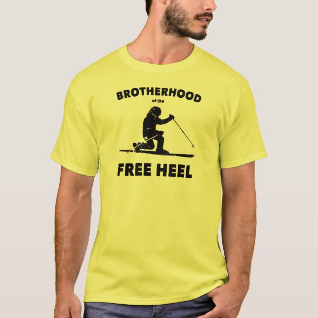 Camiseta Irmandade Do Esqui De Telemark De Heel Livre (Frente)