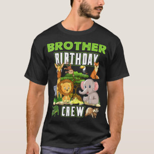 Camiseta Irmão Animais Tripulação de Aniversário Tema Safar