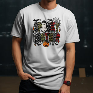 Camiseta Irmão Assustador de Halloween Camuflado Xadrez M