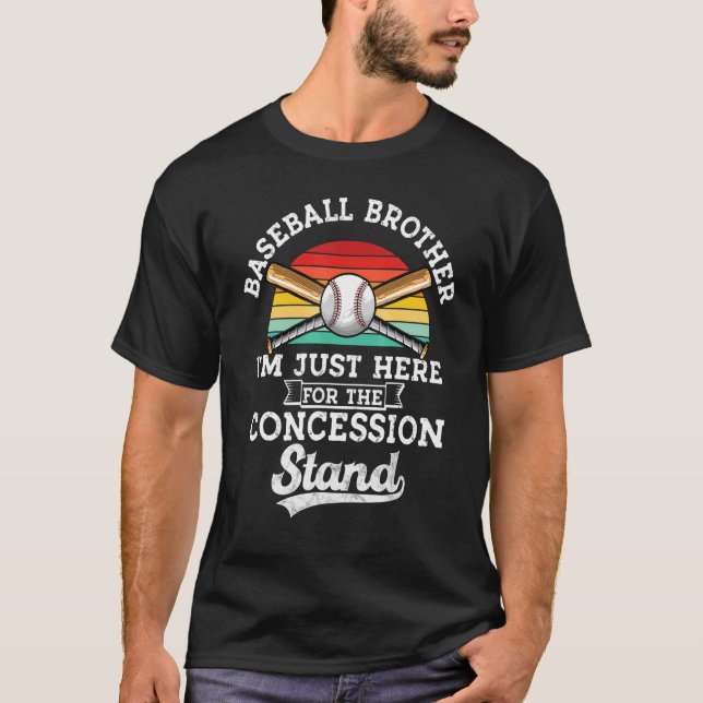 Camiseta Irmão Beisebol Retro Estou aqui para a Concessão (Frente)