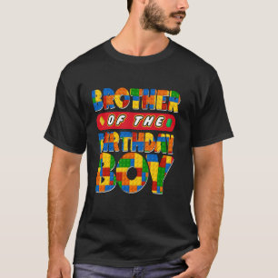 Camiseta Irmão Birthday Boy Building Bricks Festa da Famíli