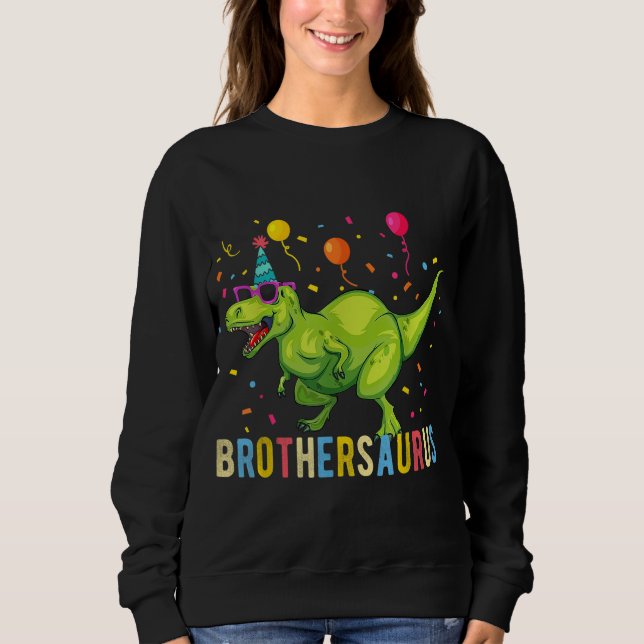 Camiseta Irmão Birthday Boy T Rex Dinossaur (Frente)