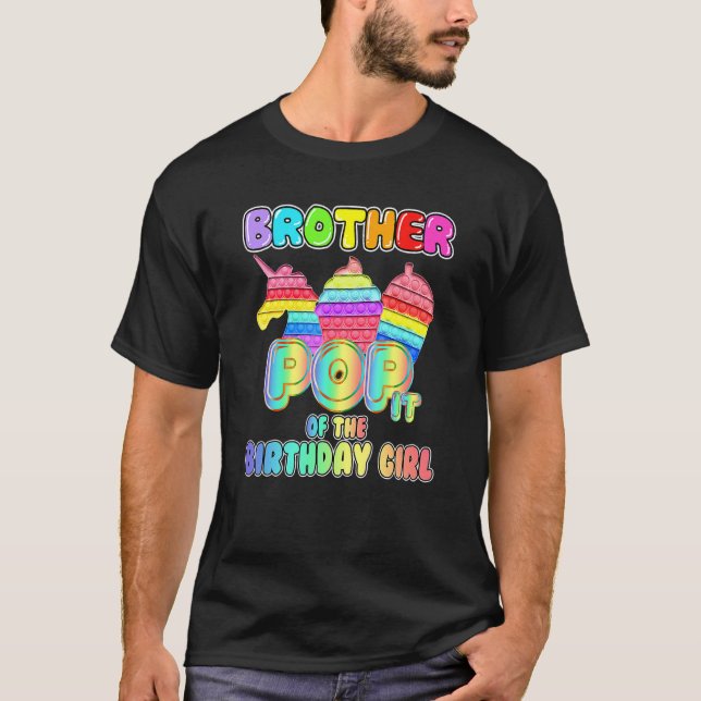 Camiseta Irmão Birthday Girl Pop It Unicorn Girl Pop It B (Frente)