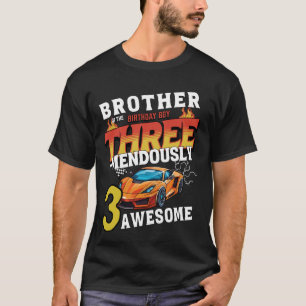 Camiseta Irmão Da Corrida De Criança De Aniversário De Três