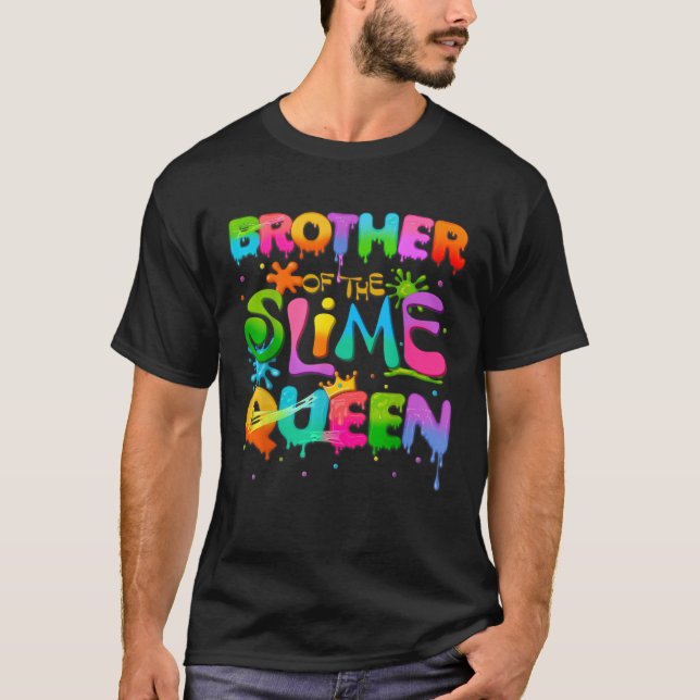 Camiseta Irmão Da Família Aniversário Da Rainha Slime (Frente)