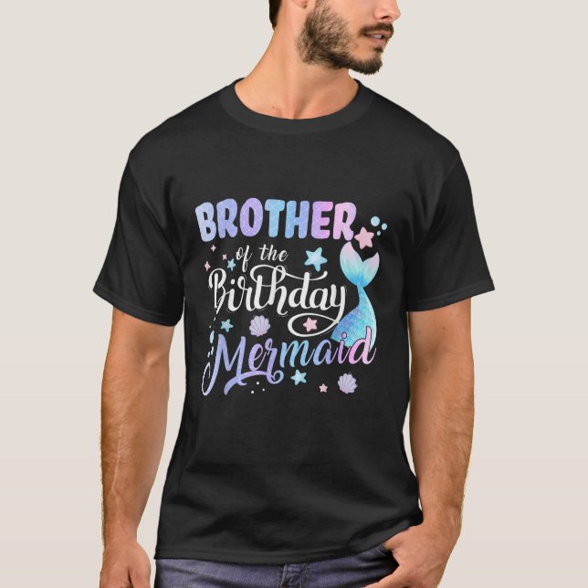 Camiseta IRMÃO Da Família Aniversário De Sereias Correspond (Frente)