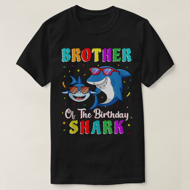 Camiseta Irmão Da Família Aniversário Do Tubarão Litt (Frente do Design)