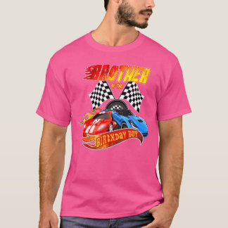 Camiseta Irmão Da Festa de aniversário De Corrida De Menino