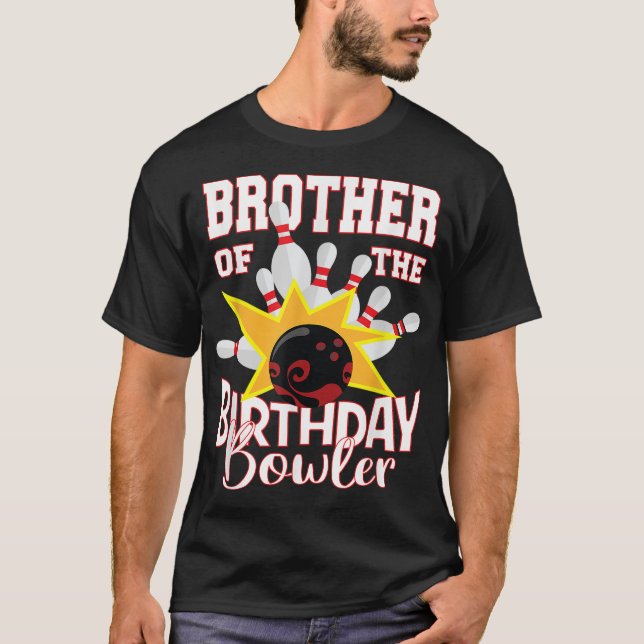 Camiseta Irmão Da Festa De Boliches De Birthday Bowler (Frente)