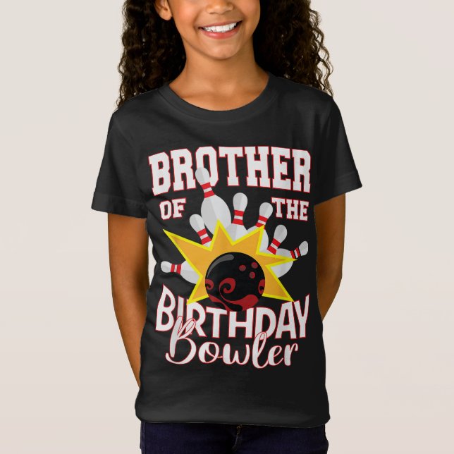 Camiseta Irmão Da Festa De Boliches De Birthday Bowler (Frente)