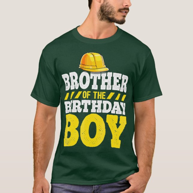 Camiseta Irmão da Festa de Construção de Menino de Aniversá (Frente)