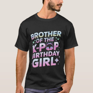 Camiseta Irmão da Garota de Aniversário do K-Pop Aniversári