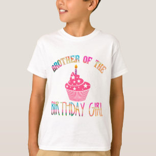 Camiseta "Irmão Da Garota De Aniversário" Festa De Tie-Dy
