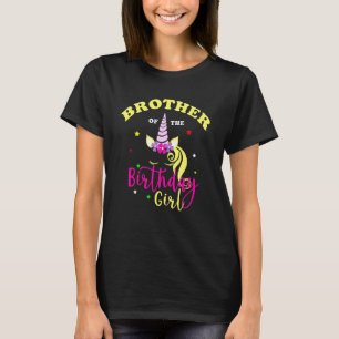 Camiseta Irmão Da Garota de Aniversário Princesa Unicórn