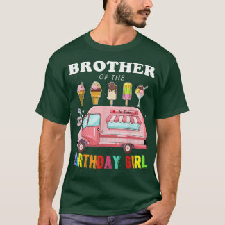 Camiseta Irmão Da Garota de Aniversário Sorvete Truck Bday