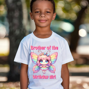 Camiseta Irmão da menina aniversariante da borboleta fada a