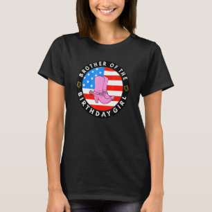 Camiseta Irmão Da Menina Do Aniversário Bandeira Americana 