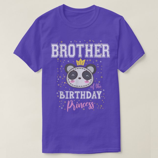 Camiseta Irmão da Princesa de Aniversário, Cute Panda Bear  (Frente do Design)