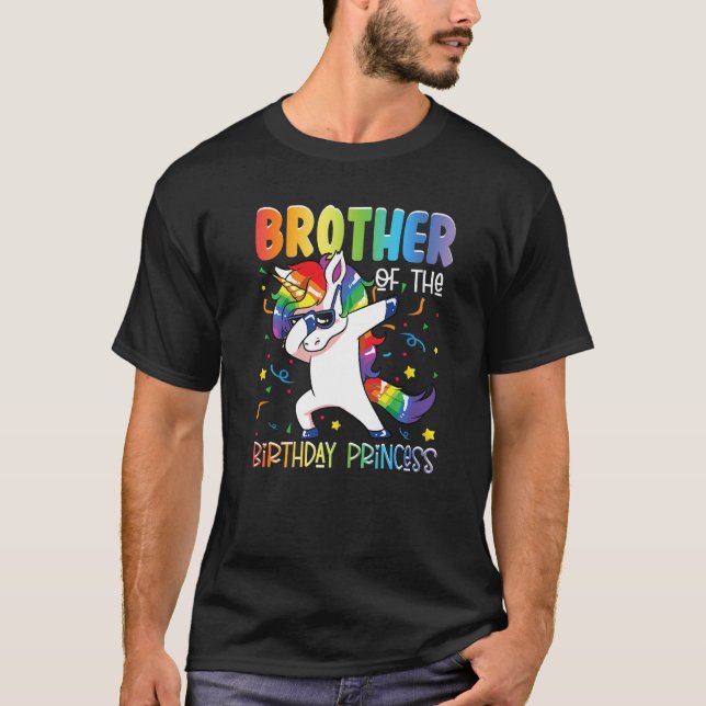 Camiseta Irmão da Princesa de Aniversário, Dabbing Uni (Frente)