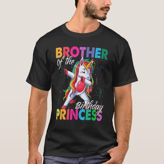 Camiseta Irmão Da Princesa De Aniversário Dabbing Unic (Frente)