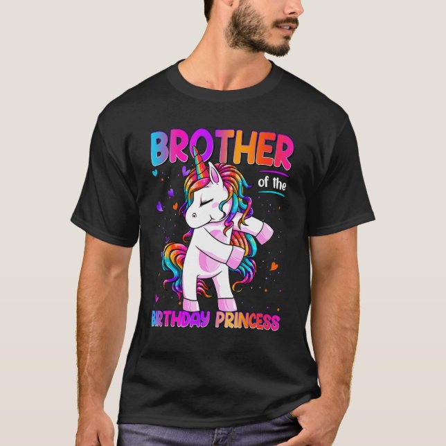 Camiseta Irmão da Princesa de Aniversário Dabbing Unic (Frente)