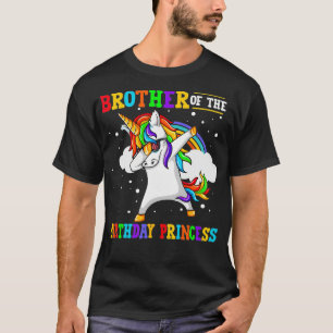 Camiseta Irmão da Princesa de Aniversário Garota Unicórn